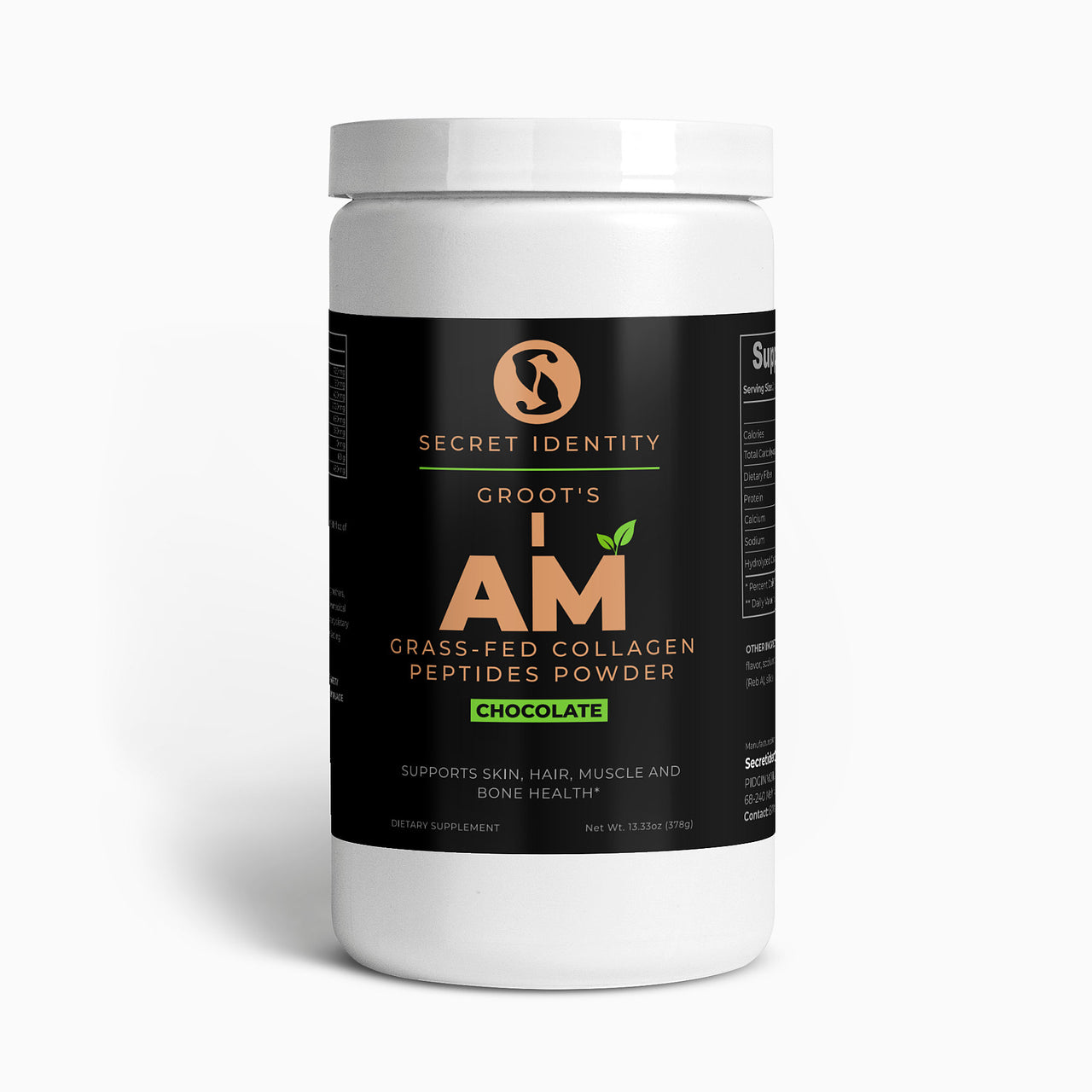 Groot's I Am Grass-Fed Collagen Peptides Powder (Chocolate)